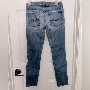 7 for all Mankind Skinny Distressed Jeans, Sz 24x28.5